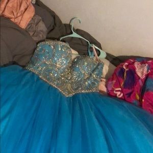 Baby blue princess style corset prom dress